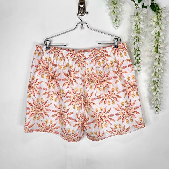 NWOT HILL HOUSE The Leo Short Orange Shell Mosaic Seersucker seashell 2445 - Picture 2 of 8